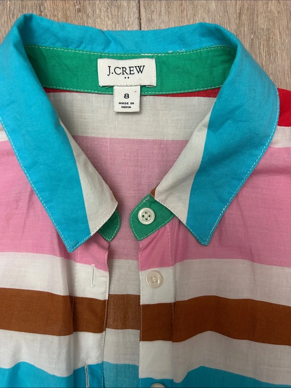 Cotton Colorful Striped Button-Up Tie-Waist Maxi Dress size 8